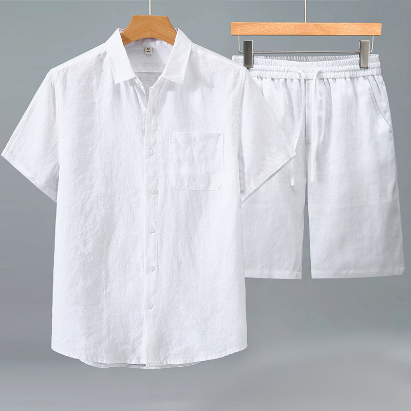 Linen Shirt Men's Short-sleeve Suit