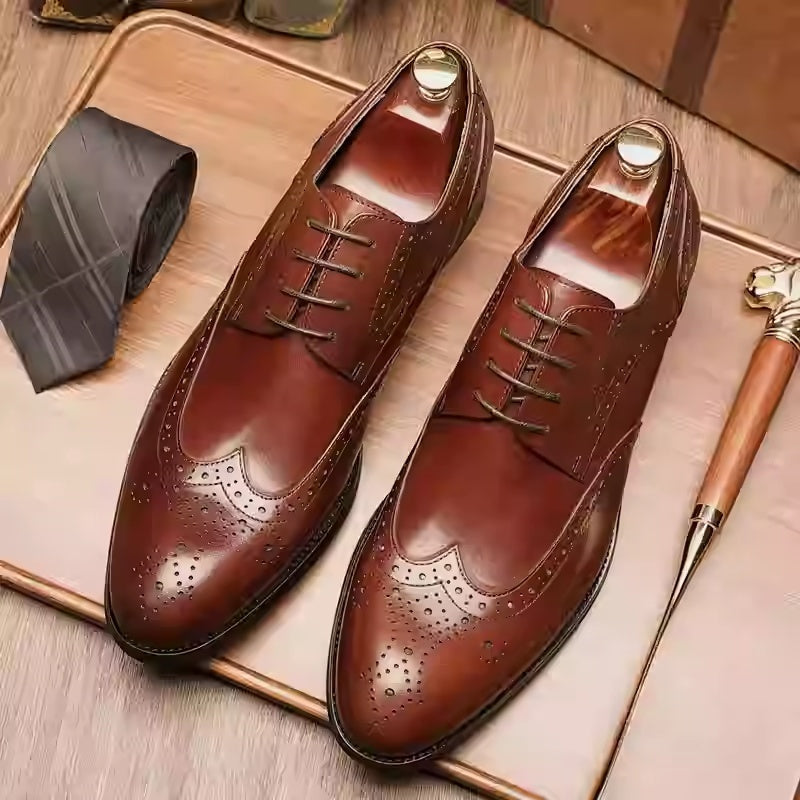 Men's British Pointed Toe Business Formal Wear Wedding Shoes