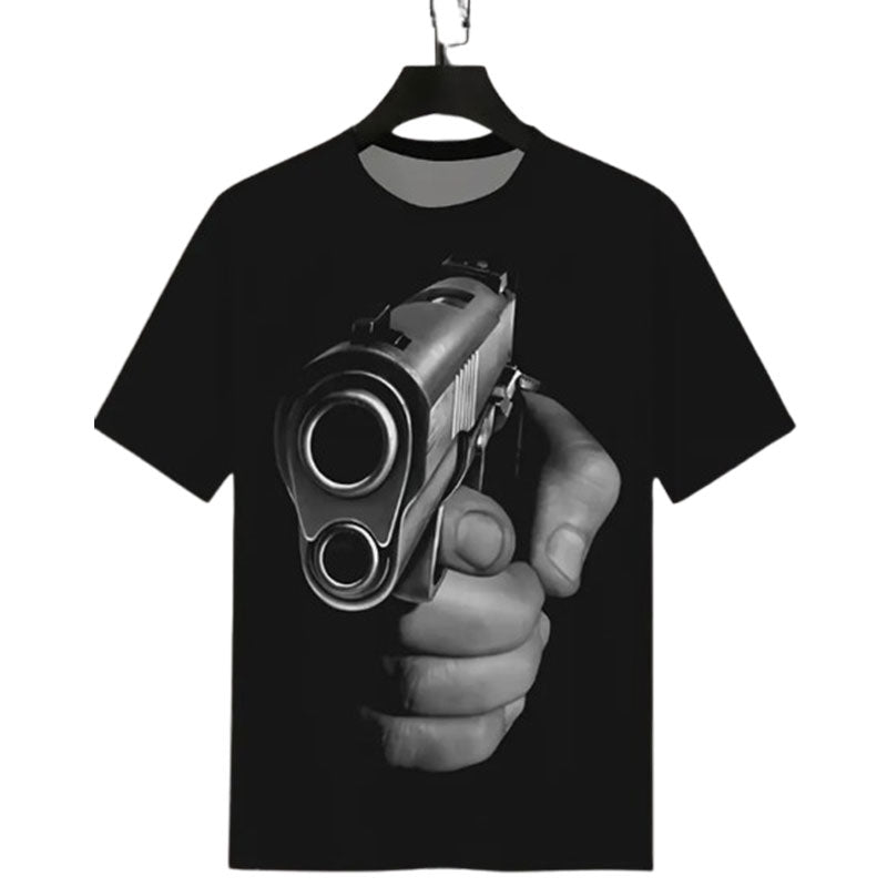Men's Printed T-shirt, Energetic Short Sleeved Round Neck T-shirt, Summer Outdoor Men's Clothing