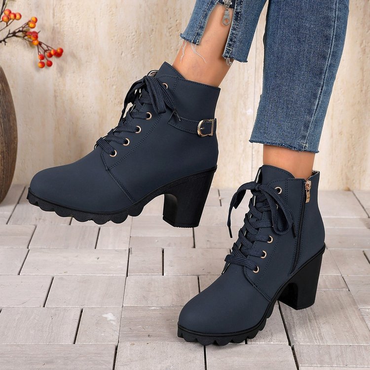 Women's Lace-Up High-Heel Ankle Boots - Coalboyz product image 8