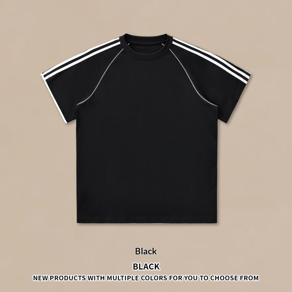 Striped Short-sleeve Pants Sportswear Set