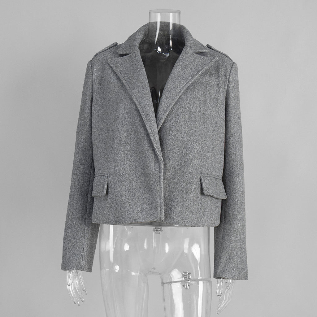 Women's Loose-Fit Wool-Look Lapel Jacket - Coalboyz product image 8