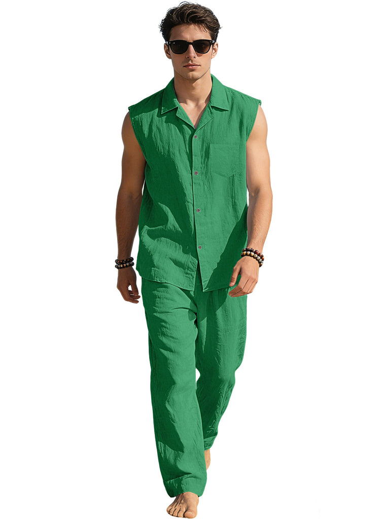 Men's Thin Sleeveless Shirt Casual Sports Suit