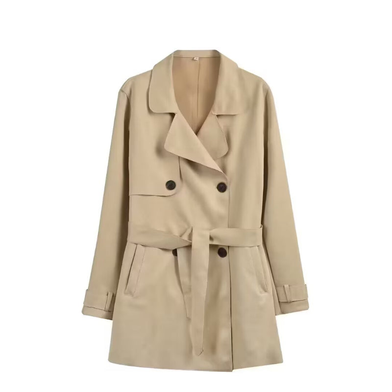 British Style Slim Fit With Belt Lapel Double Breasted Trench Coat