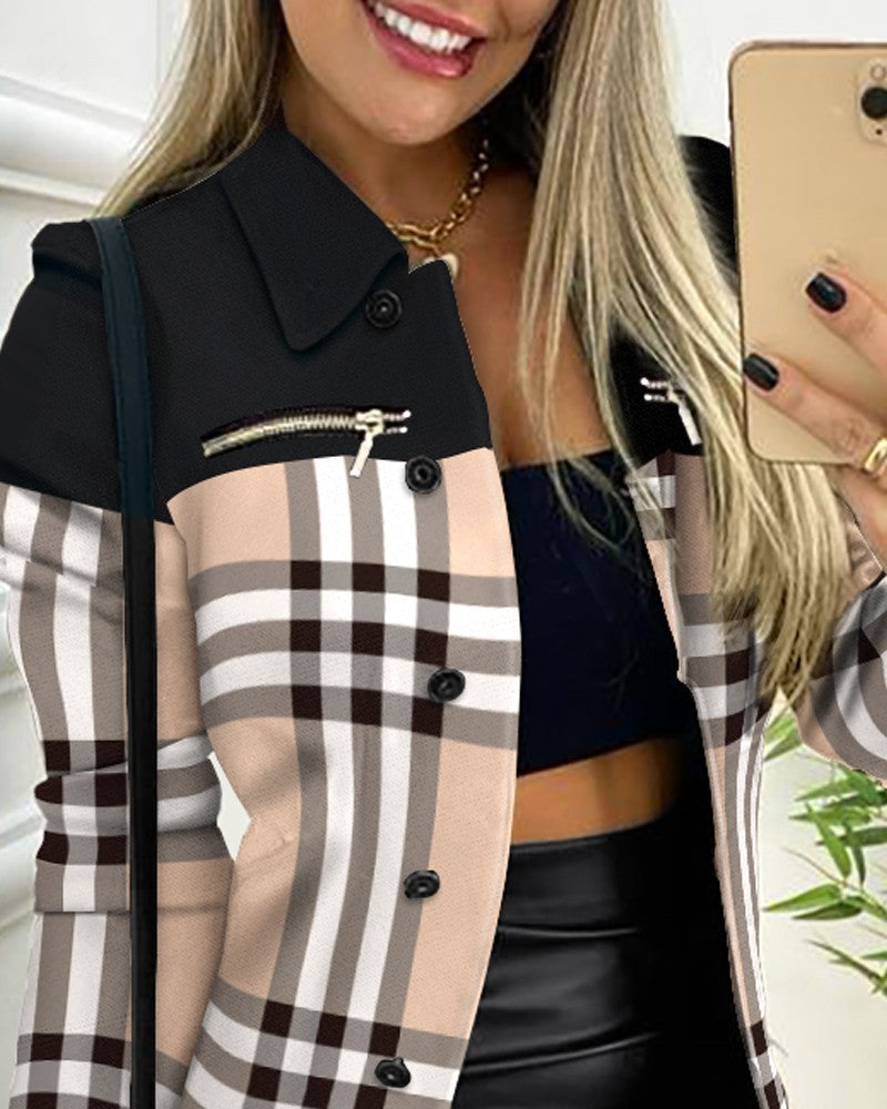 Zipper Color Matching Printing Lapel Small Coat