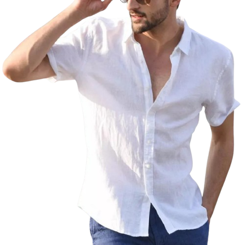 Summer Short-sleeved Shirt Casual Button Tops Men Clothing