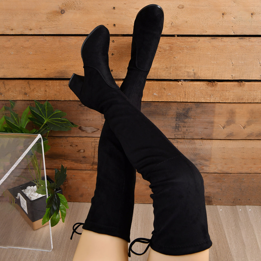 Women's Stretch Over-the-Knee Suede-Look Boots - Coalboyz product image 3