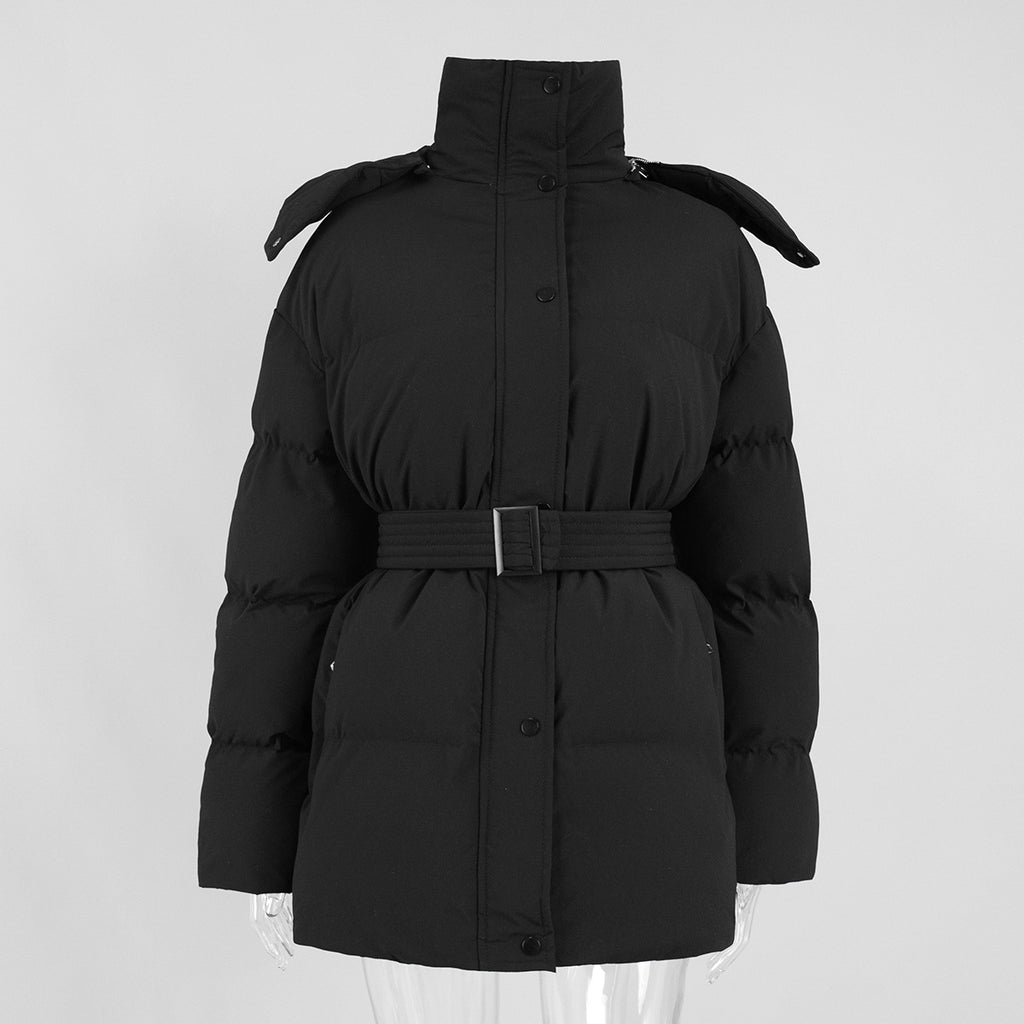 Women's Hooded Belted Padded Winter Jacket - Coalboyz product image 4