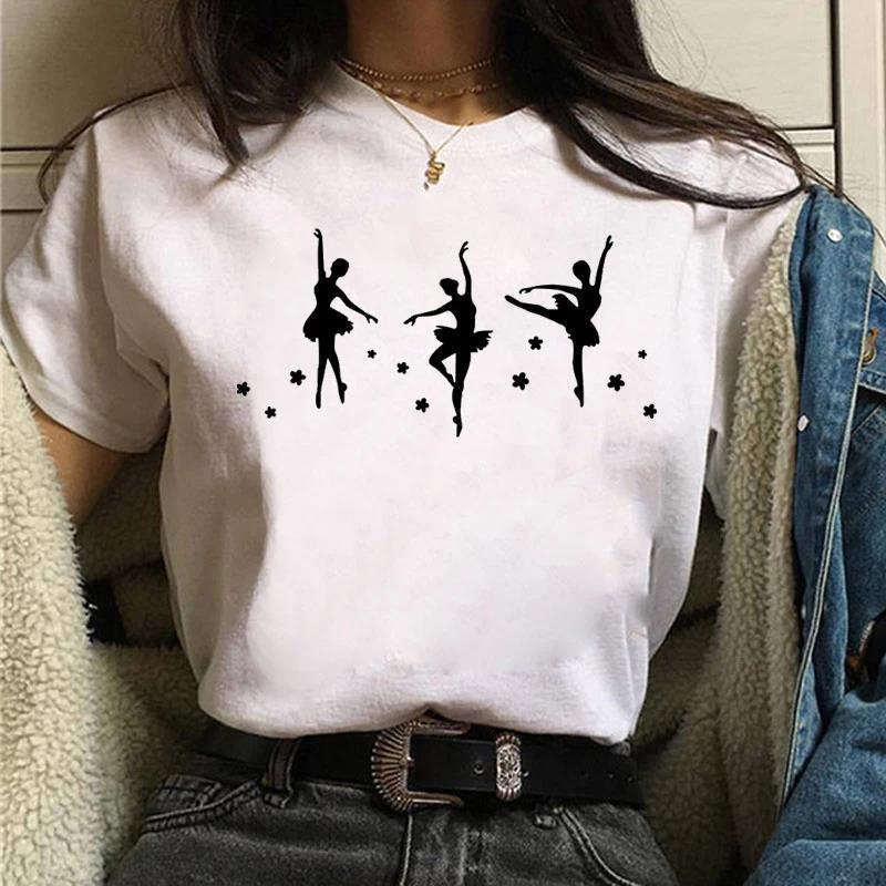 Womens Ballet Kid Crew Neck Plus-Size Short-Sleeve T-Shirt For Women