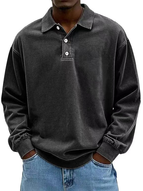 Fall Men's Long Sleeve Polo Shirts Casual Breathable Comfortable Tees Shirt Solid High Quality Sweatshirt Male T-Shirt