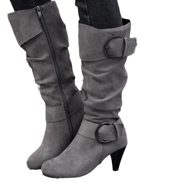 Women's Pointed-Toe Knee-High Zip Boots - Coalboyz product image 2