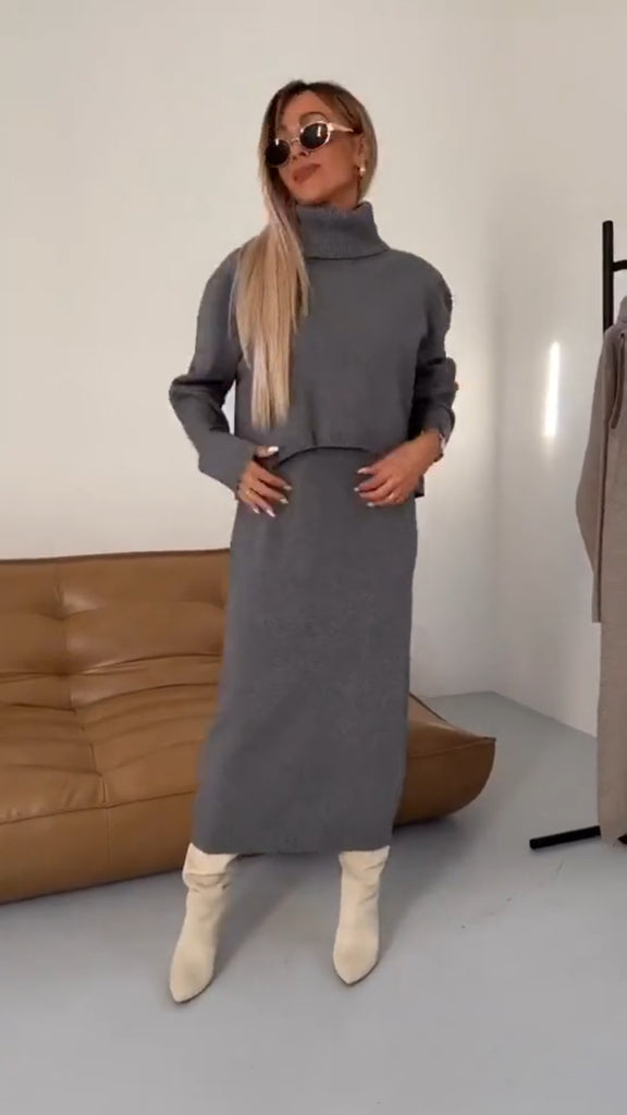 Women's Knitted Roll-Neck Dress Two-Piece Set - Coalboyz product image 10