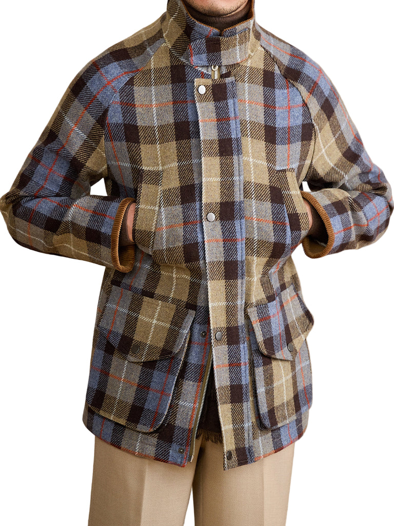 Casual Belted Hunting Jacket Wool Stand Collar Slim Coat