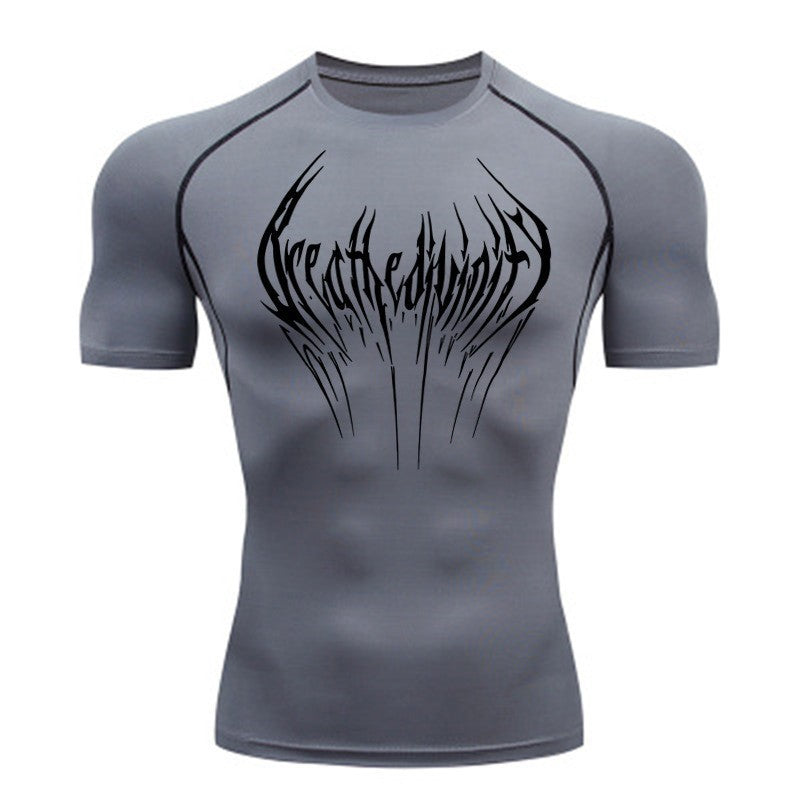 Short-sleeve Black Fitness T-shirt Men's Muscle