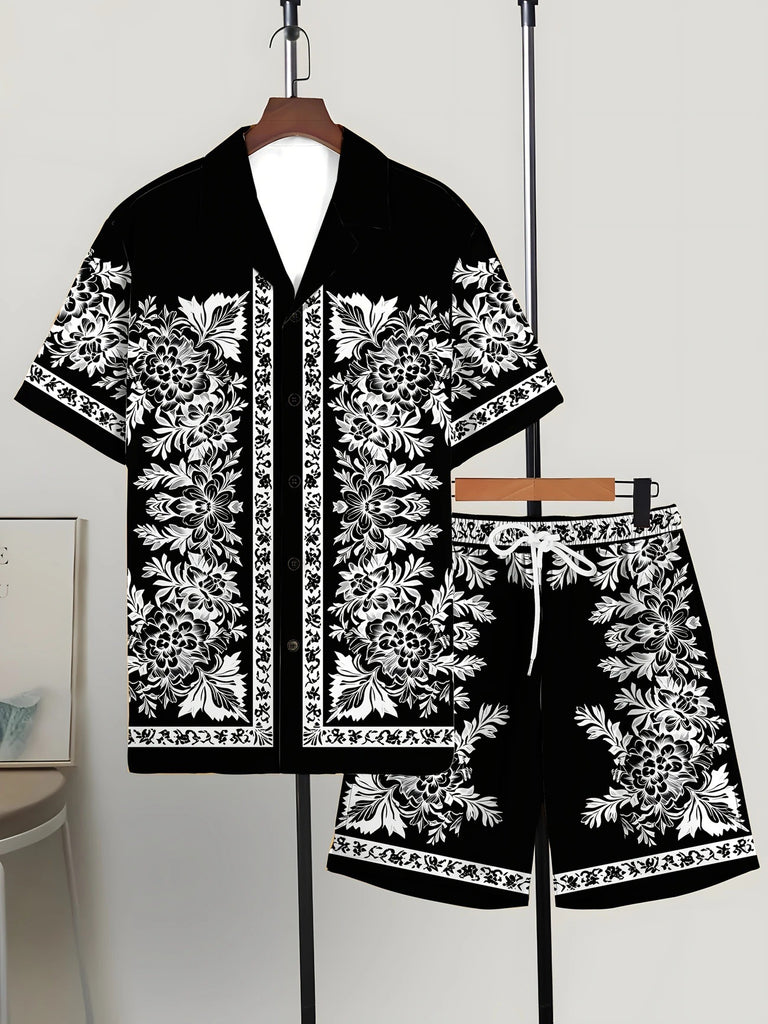 Printed Trendy Loose Short-Sleeve Shirt And Shorts Mens Set