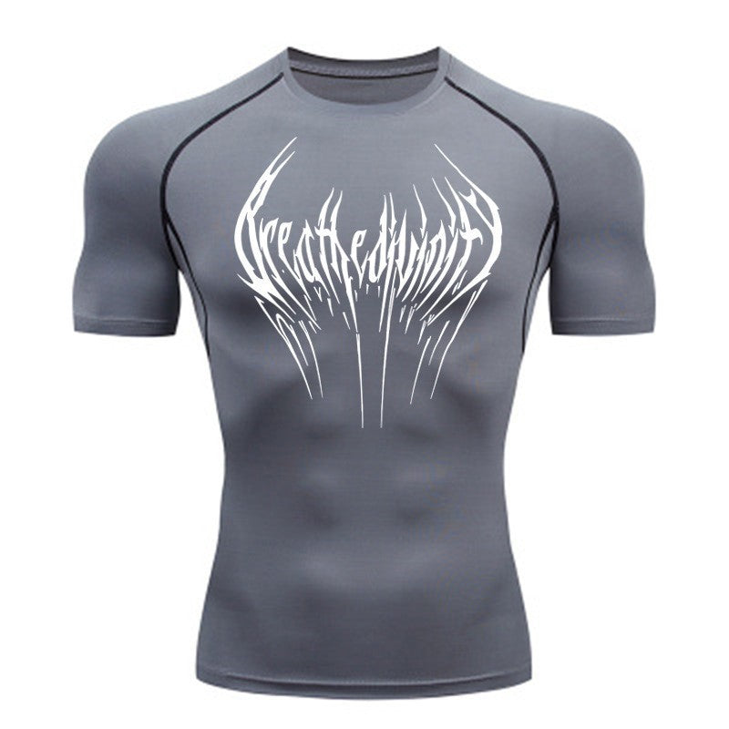 Short-sleeve Black Fitness T-shirt Men's Muscle