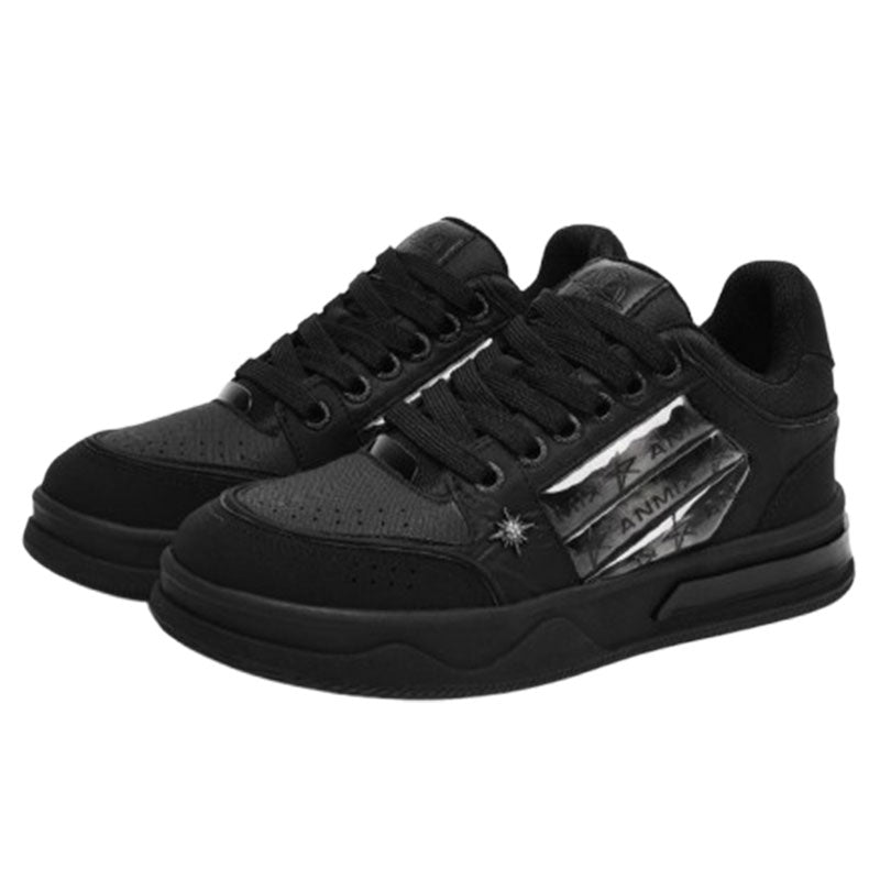 Couple's Black All-match National Fashion Platform Star Pattern Sneakers
