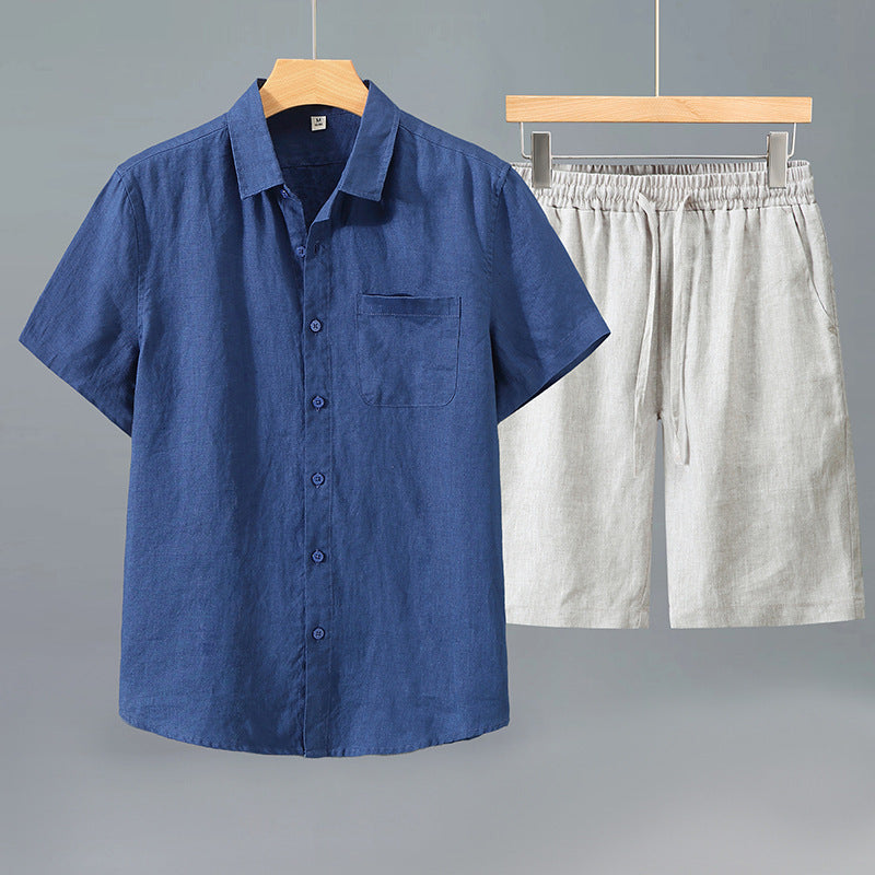 Linen Shirt Men's Short-sleeve Suit