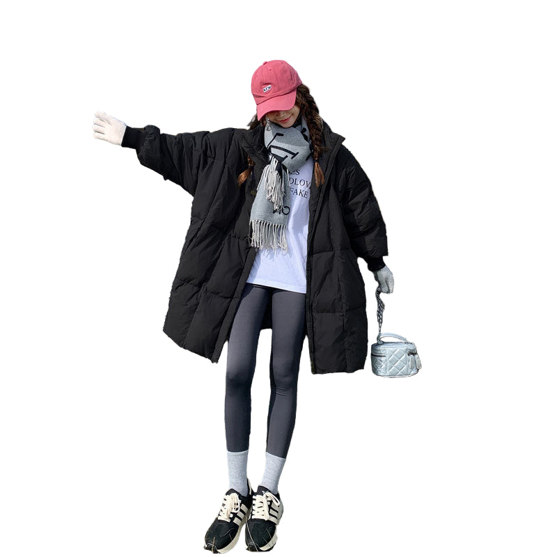Loose Korean Style Thick Retro Over The Knee Simple Coat