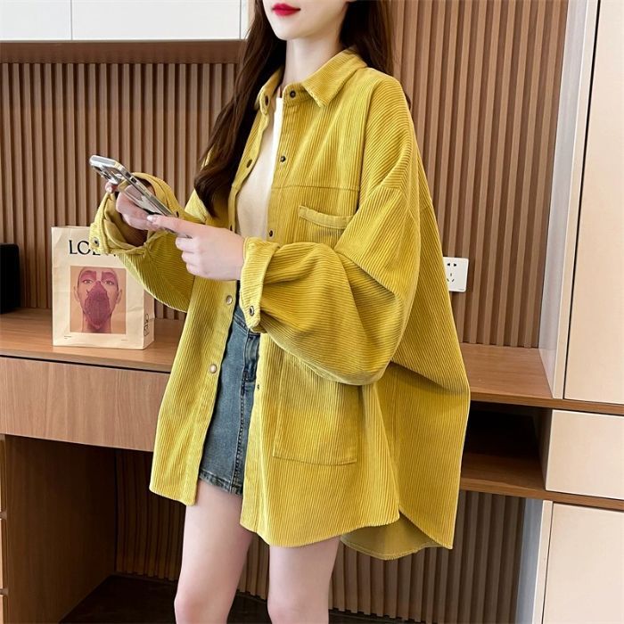 All-matching Lazy Style Corduroy Shirt Jacket