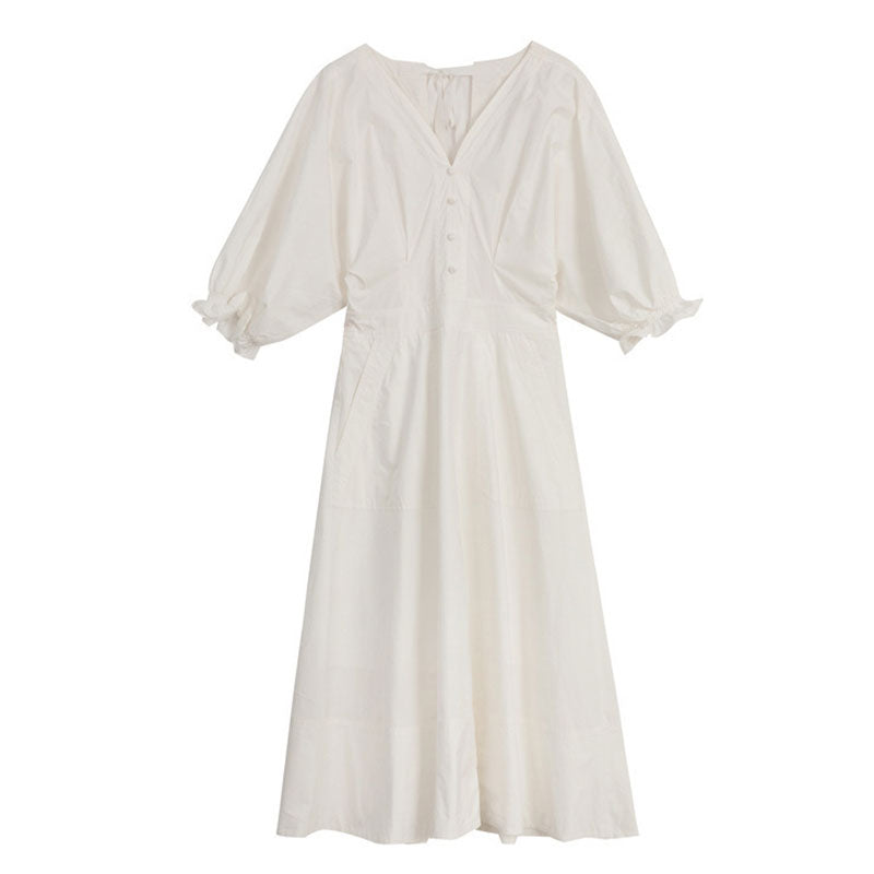 Dress Women Summer V-neck Puff Sleeve Women's Clothing