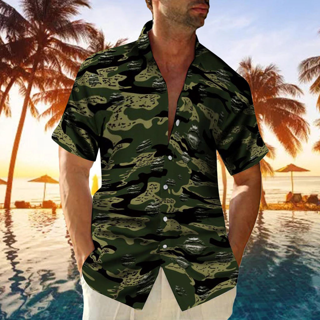 Men's Plus-Size Printed Casual Loose Short-Sleeve