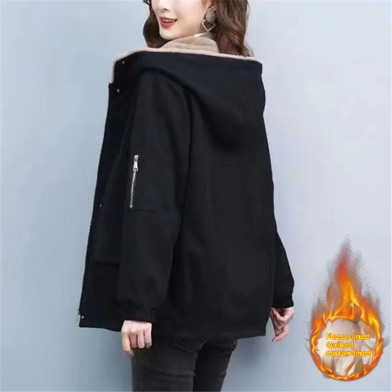 Fleece-lined Thick Loose Casual Korean Super Hot Cotton-padded Jacket
