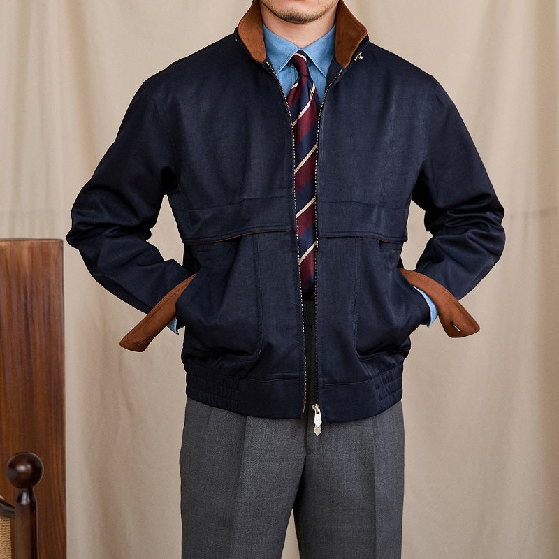 Stand Collar Jacket With Color-blocking Italian Light Luxury Commuting Slim-fit Coat Trendy