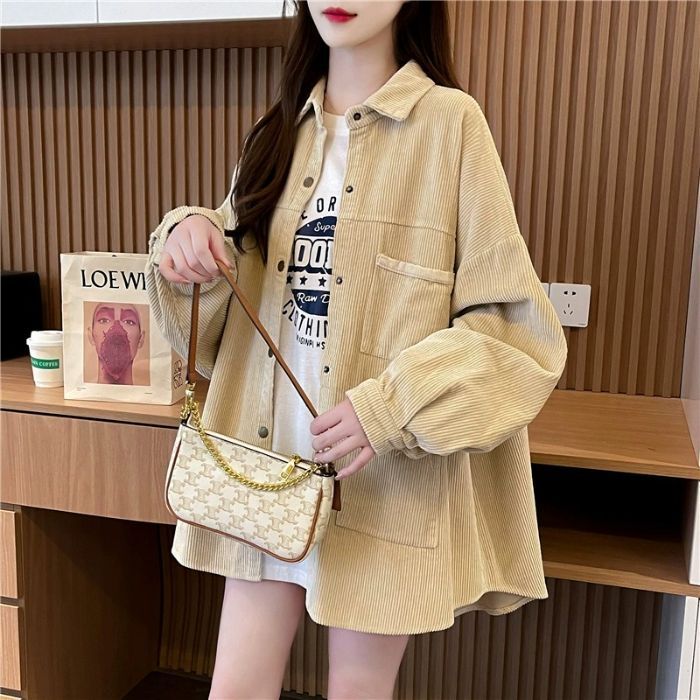All-matching Lazy Style Corduroy Shirt Jacket