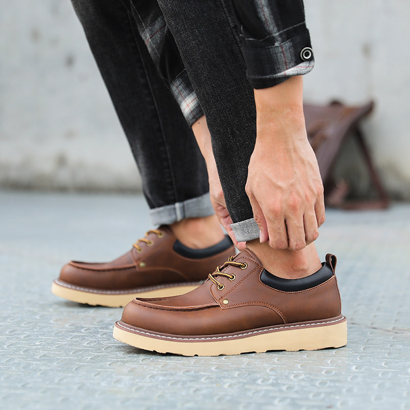 American Work Shoes Low-top Men's Martin Boots Big Head Leather Shoes Genuine Leather Shoes