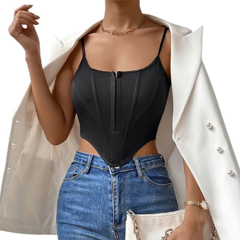 INS Single-breasted Sling Crop Corset Tank Summer Fashion Slim Camisole Vest For Women Clothing
