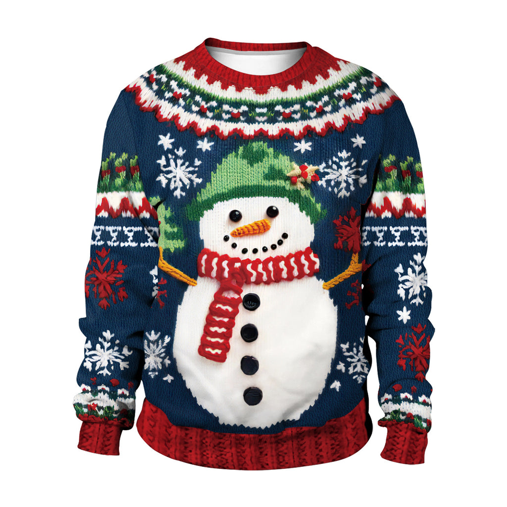 Christmas Snowman and Tree Print Crew-Neck Jumper - Coalboyz product image 3