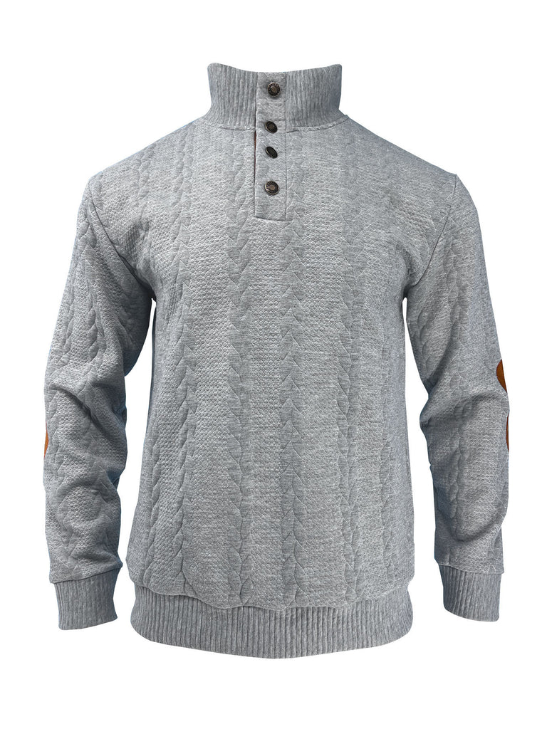 Fashion Jacquard Buckle Long Sleeve Embroidered Patch Sweater