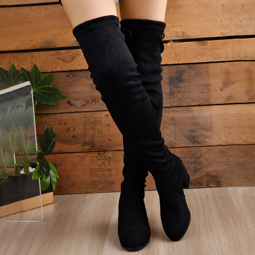 Women's Stretch Over-the-Knee Suede-Look Boots – product photo