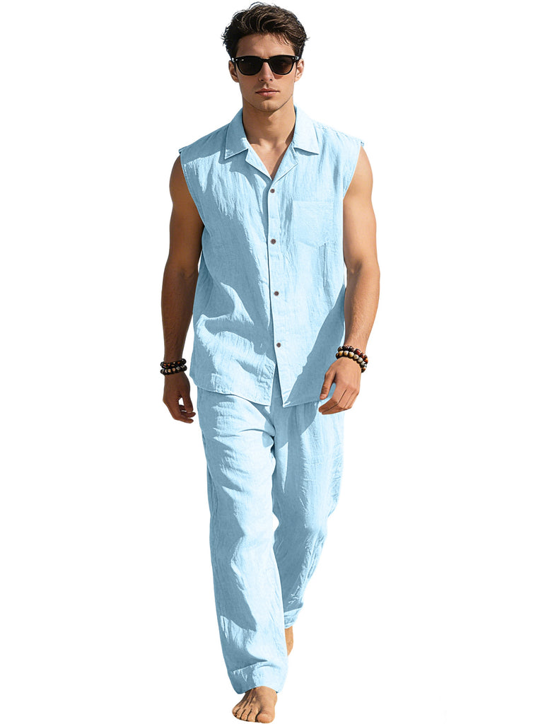 Men's Thin Sleeveless Shirt Casual Sports Suit