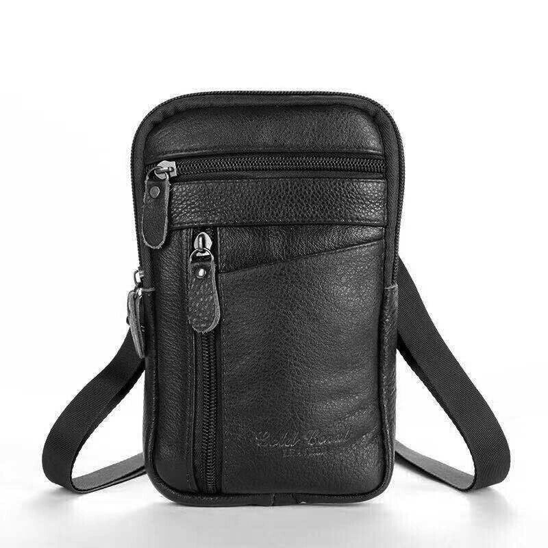 Multi-Function Men's Leather Mobile Pouch – Belt Clip, Crossbody & Shoulder Bag – UK Stock