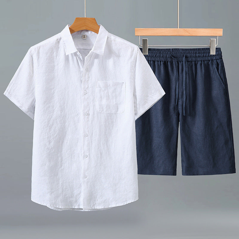 Linen Shirt Men's Short-sleeve Suit