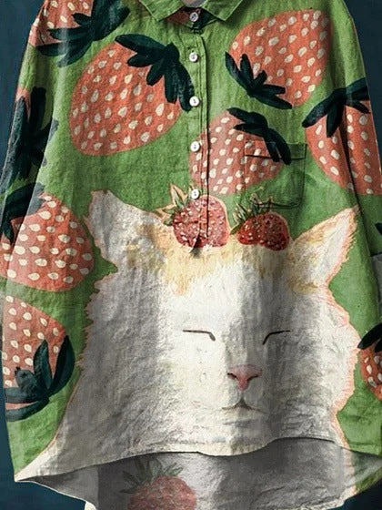 Long-sleeve 5-button Shirt With 3D Digital Animal Print