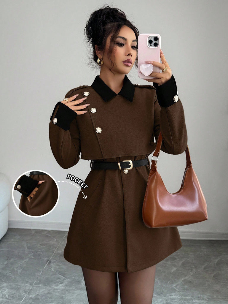 Women's Slim-Fit Lapel Wool-Look Coat - Coalboyz product image 8