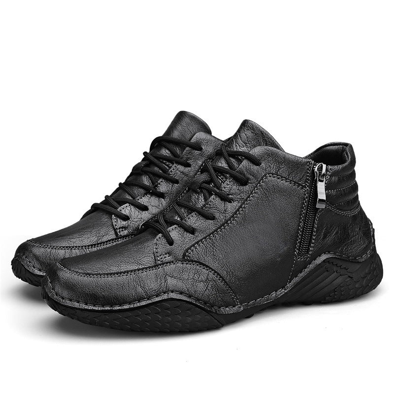 Martin Boots Trendy Genuine Leather Casual High-top Men's Fleece-lined