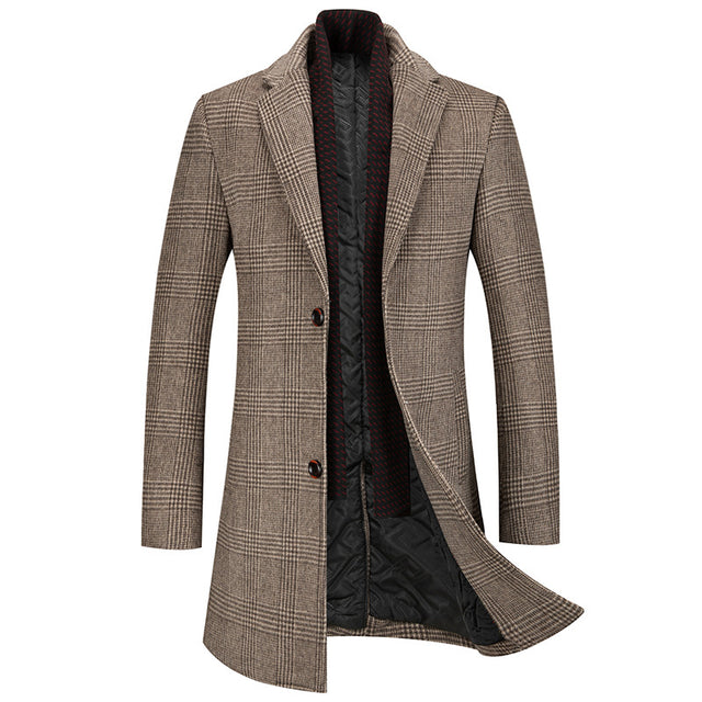 Men's Houndstooth Wool Overcoat – Winter Elegance