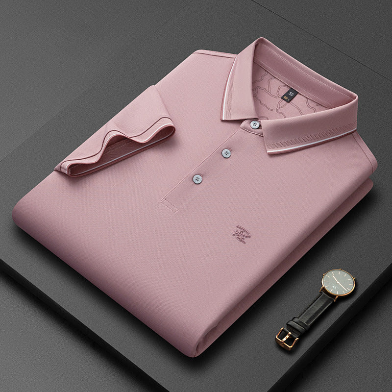 Men's Short-sleeve Lapel Solid-color Top