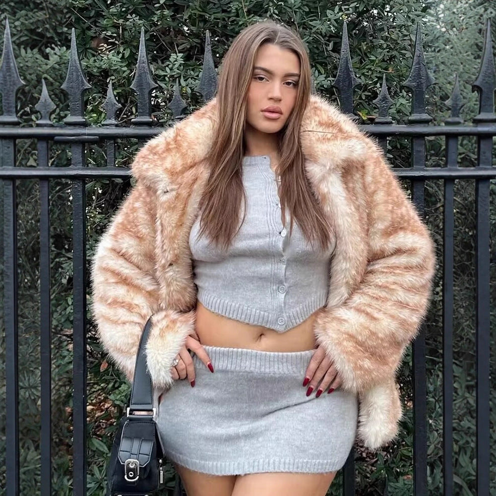 Women's Mid-Length Spotted Faux Fur Coat - product image 4