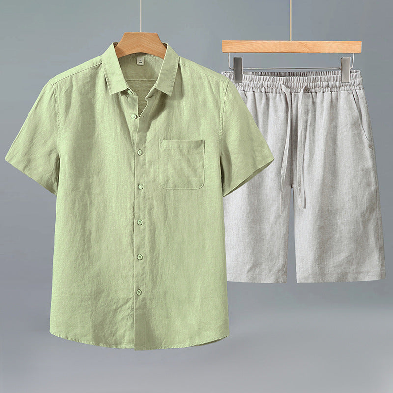 Linen Shirt Men's Short-sleeve Suit