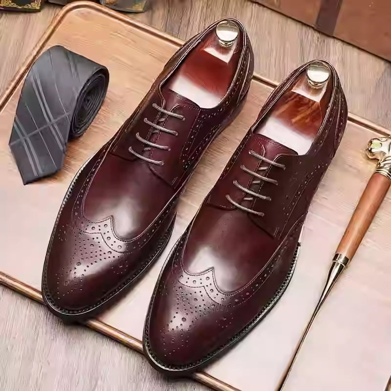 Men's British Pointed Toe Business Formal Wear Wedding Shoes