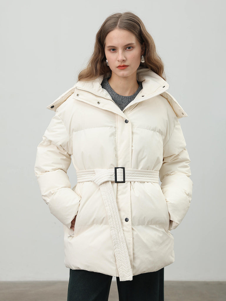 Women's Hooded Belted Padded Winter Jacket – product photo