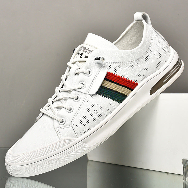 Men's Casual Leather Shoes Versatile Leather Board Shoes Thin Style Breathable