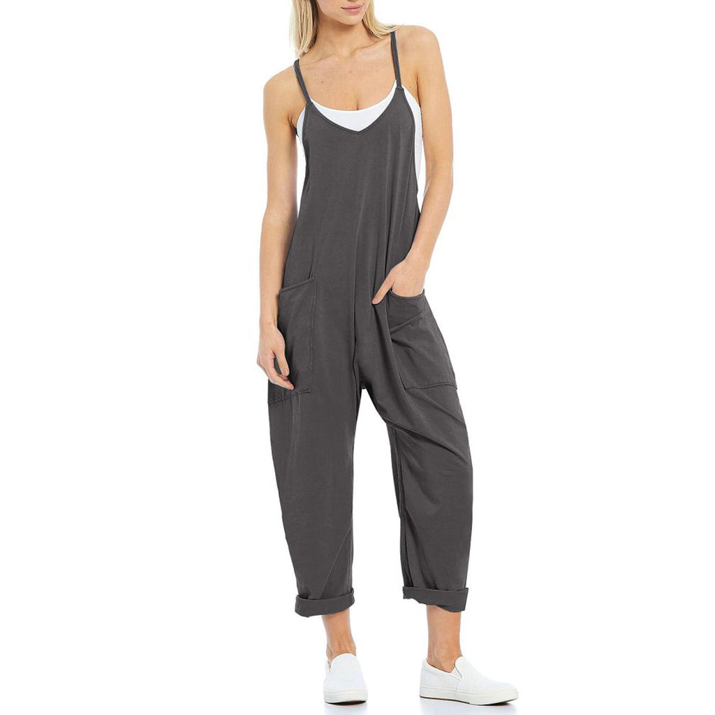 Hot Selling Jumpsuit Summer Women's Clothing With Pocket Loose Shoulder Pants For Women