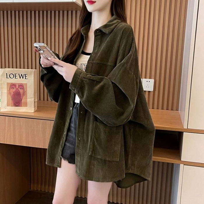All-matching Lazy Style Corduroy Shirt Jacket