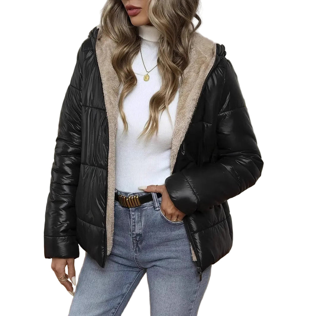 Women's Lamb Wool Long Cotton-padded Clothes Short Coat